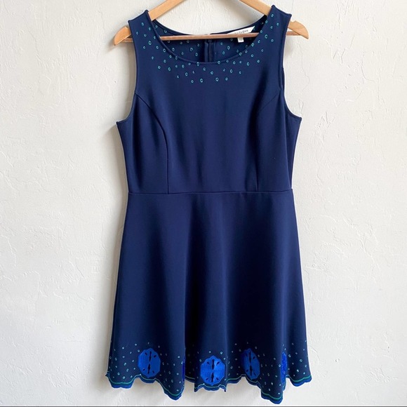 41 Hawthorn Dresses & Skirts - NEW Stitch Fix 41 Hawthorn Navy Blue Embroidered Paloma A Line Fit & Flare Dress
